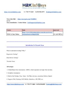 TOSCA Automation Testing Documentation | H2Kinfosys Online Training Videos